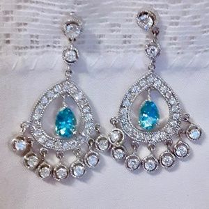 HP!!   💲SALE💲 NWOT Sterling Blue & White Topaz  Chandelier Earrings